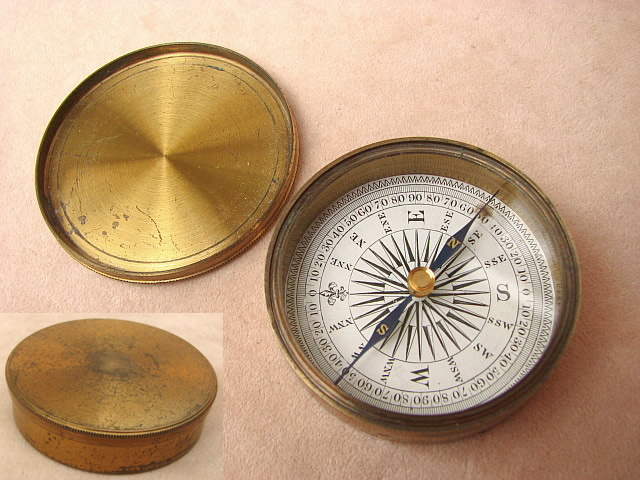 Travellers brass pocket compass circa 1860